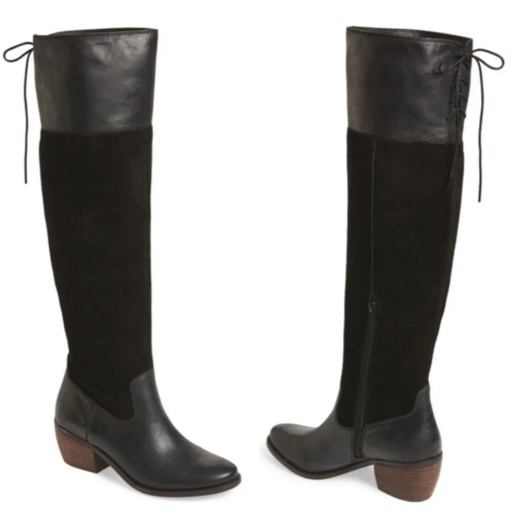Lucky Brand Black Komah Over The Knee Heeled Boots Women’s Size 7